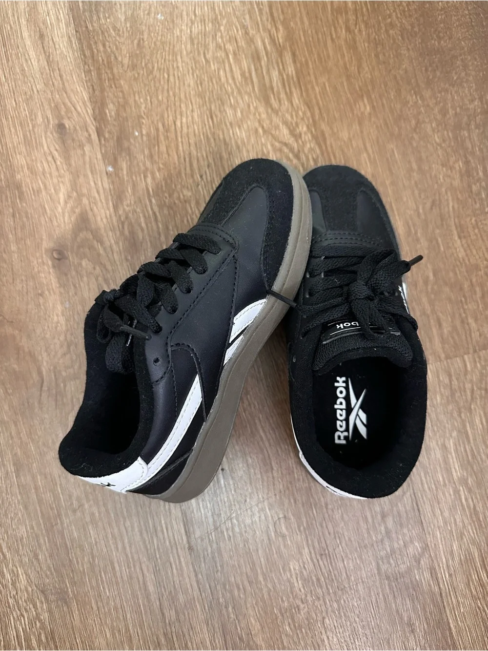 Reebok Court Flex Little Kids Black and White Classic Sneakers Size 12C